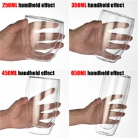 Double Wall High Borosilicate Glass Mug Heat Resistant Handle Coffee Milk Juice Water Cup Bar Drinkware Coffeeware Lover Gift 6