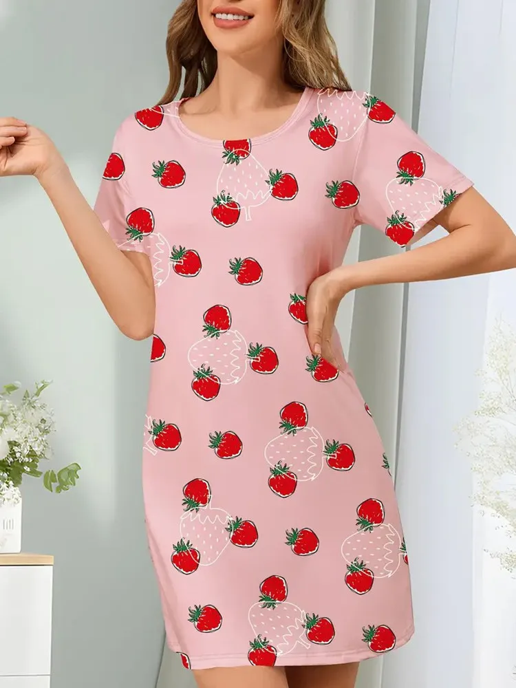 Women's Knee-Length Knit Nightgown with Soft Polyester Blend – Cute Sleepwear S744f41ac89b94363a89a1c0690ad801aM