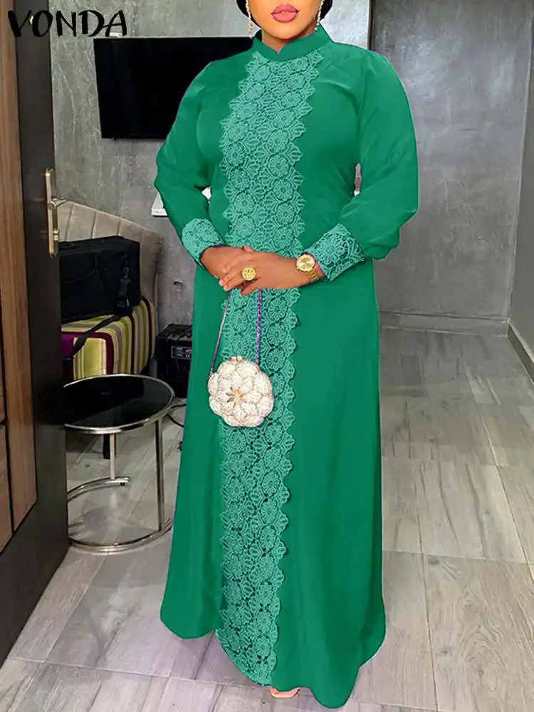 

Винтажное вечернее платье, женское платье макси, женское платье с длинным рукавом, праздничные плиссированные платья 2022 VONDA, повседневные платья большого размера