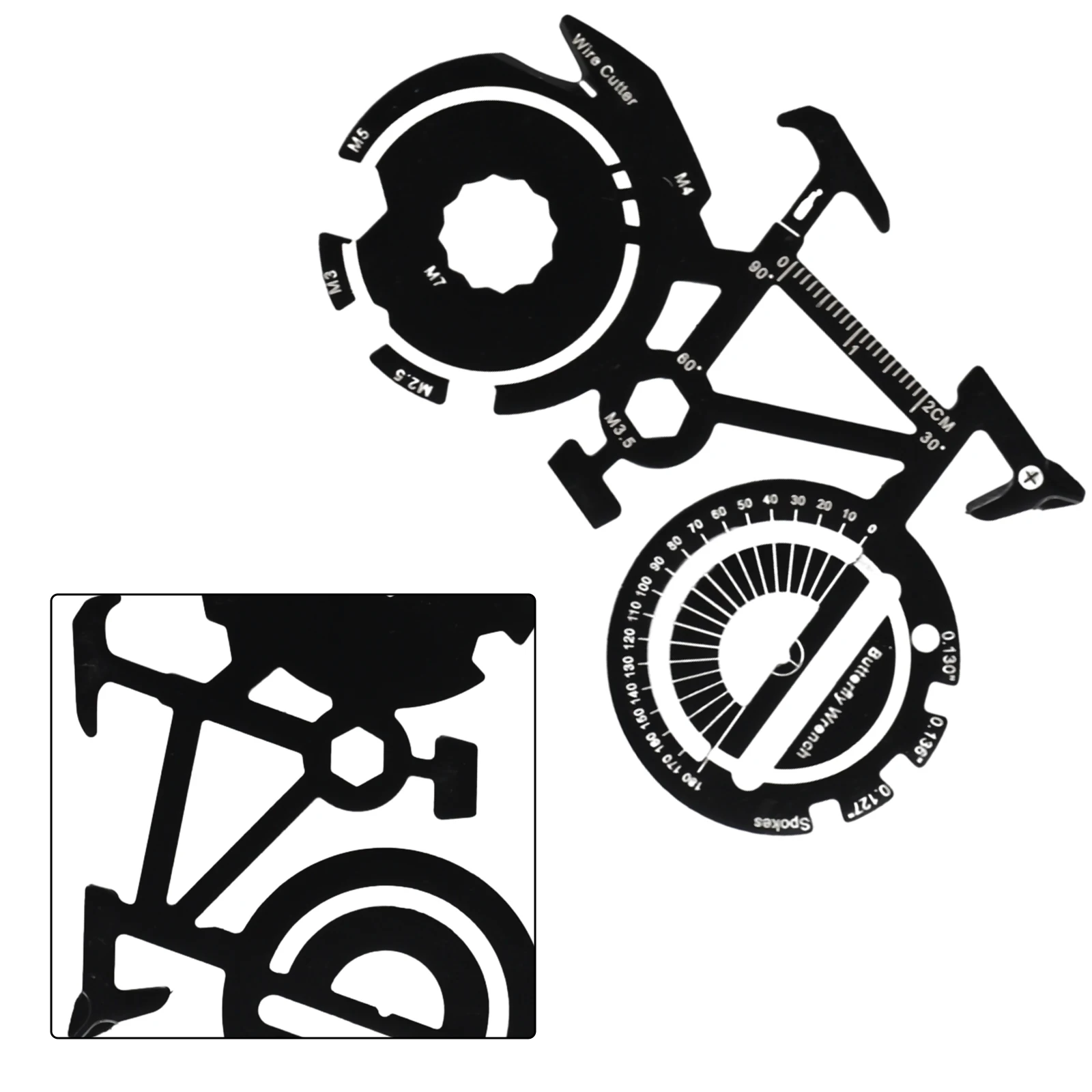 20-in-1 Bicycle Multitool Card Survival Gadgets Keychain Utility Pocket Tool Stainless Steel 90 * 56.5 * 1.5mm Outdoor Tools