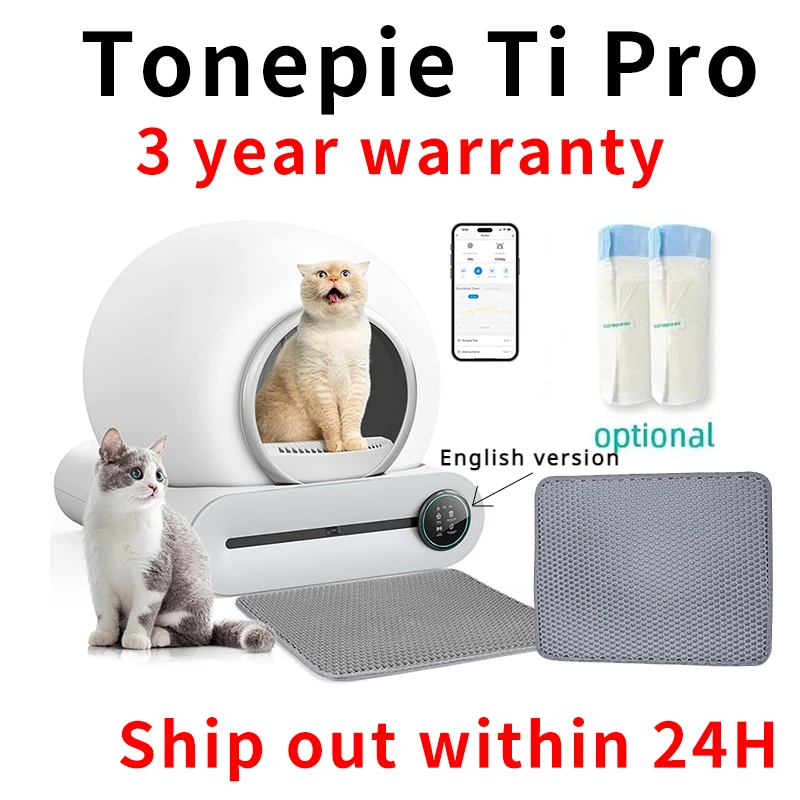 

Tonepie Cat Litter Box Self Cleaning Automatic Toilet with App Control Large 65L English Arenero Autolimpieza Dropshipping 2024