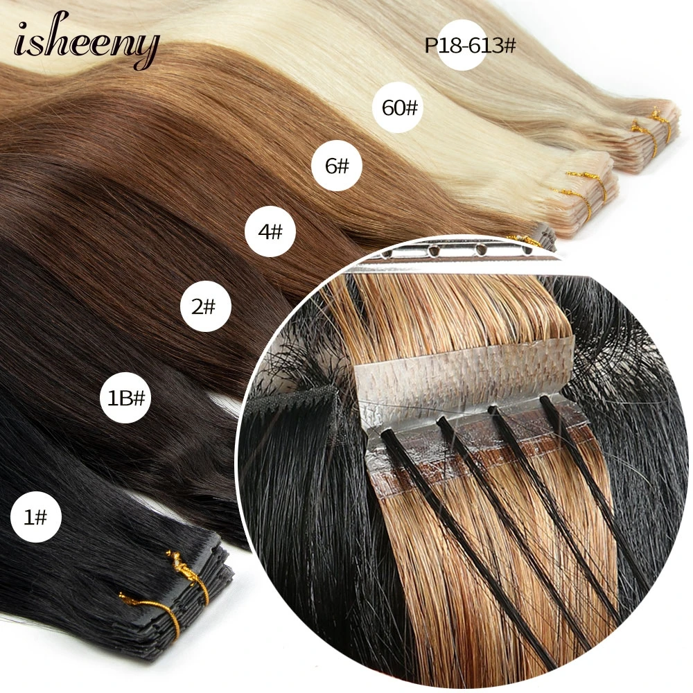 isheeny 16 inches Twin Tab Weft Hair Extensions Machine Remy Pull
