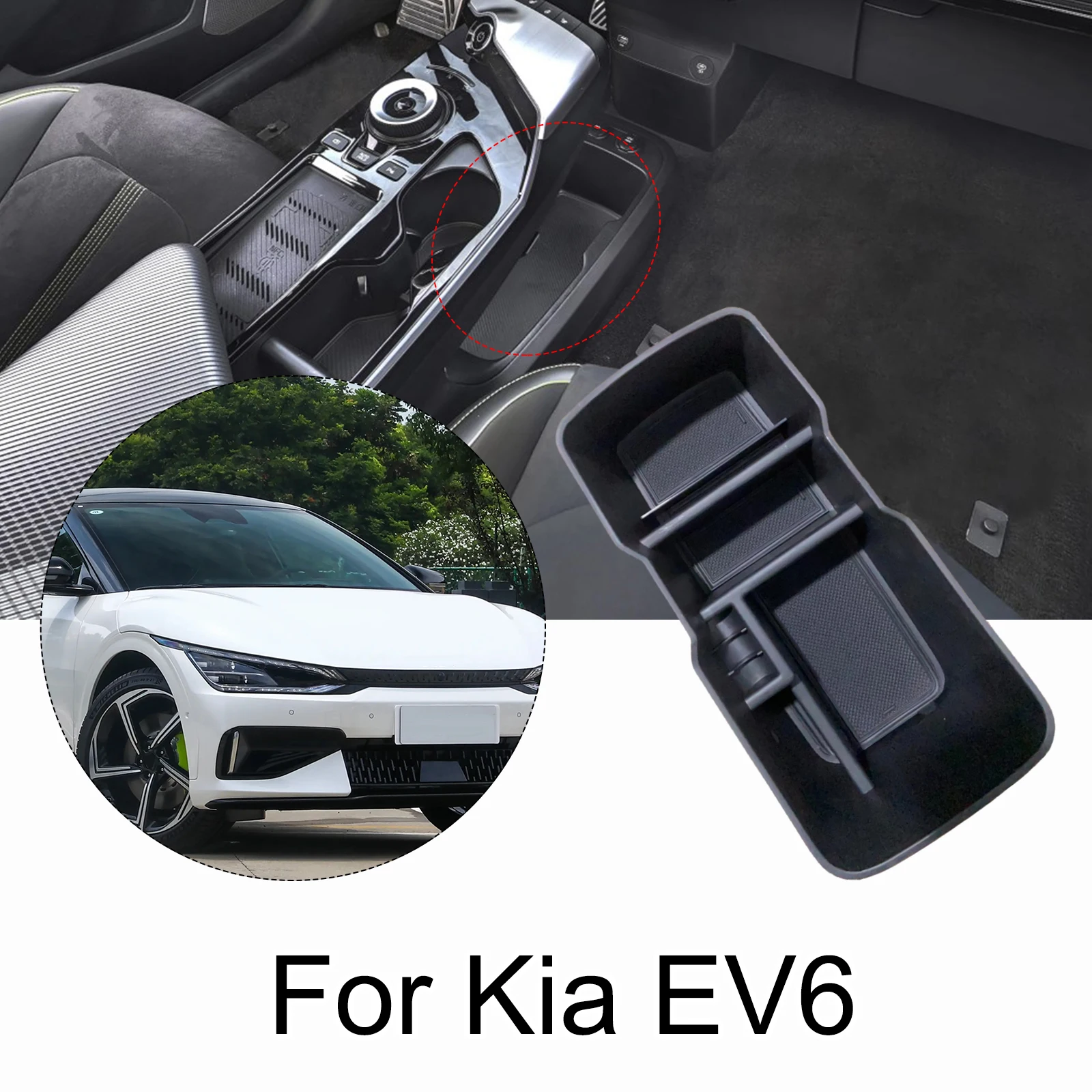 Abs Nero Interno Bracciolo Console Scatola Portaoggetti Centrale Per Kia Ev6 2021-2023 Car Stowing Riordino Console Centrale Vassoio Portaoggetti