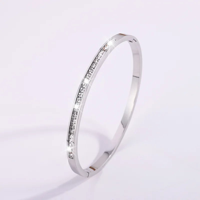 Bangle Bracelet Zircon Bracelet Single Line Square Zircon Bracelets For Women Girls 18K Wateproof Bangles Bracelets Dainty Female Jewelry Gifts to Wife Mom