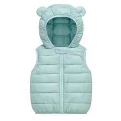 Cozy Kids' Hooded Down Vest - Toddler Winter Waecoat for Boys & Girls, Ages 1-6 (Light green)