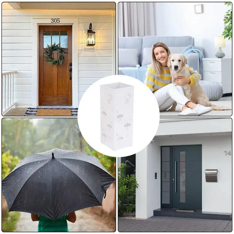 Metal Umbrella Stand Freestanding Square Umbrella Holder Home Storage Organization For Corridors Entrance Areas Living Rooms