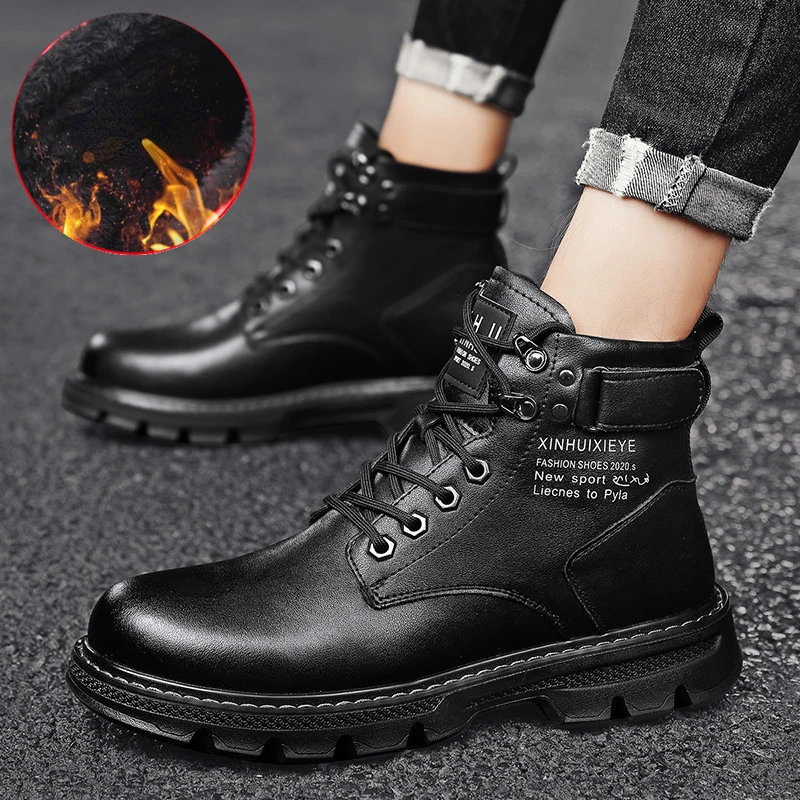 Botas de cuero para hombre, botines Martns, de invierno, de alta calidad, para exteriores, diseñador de moda, de lujo - AliExpress