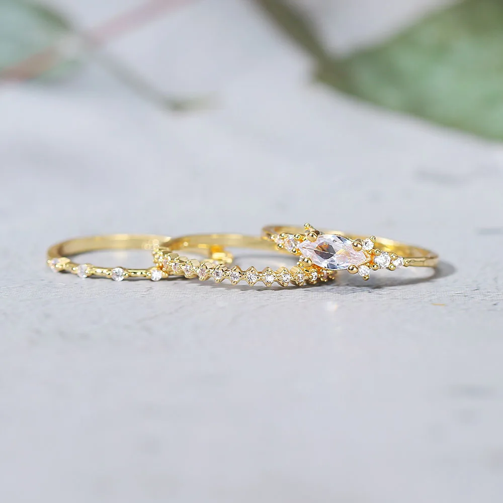 INS Gold Color Noble Trend Dainty Rings for Women Entry Lux Zircon Midi Finger Rings for Girl Anniversary Jewelry KAR229 gold color rings finger ring gold color ring