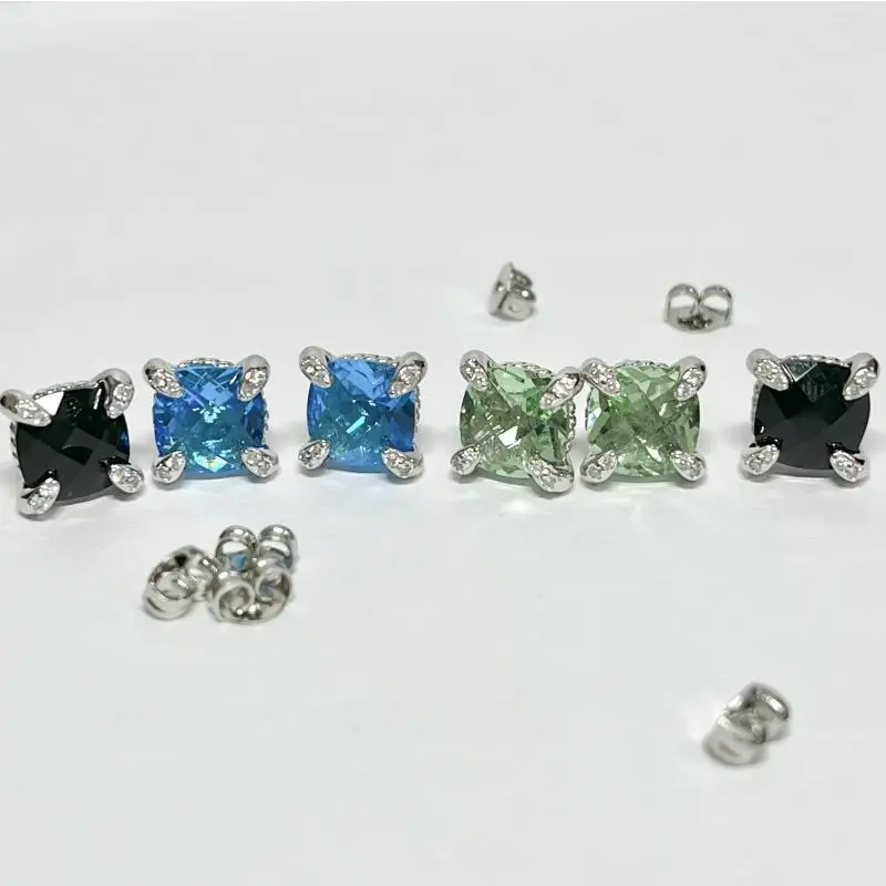 HSC DY Cable Classics Earrings in Sterling Silver with Amethyst and Pave Diamonds at Ahee Jewelers