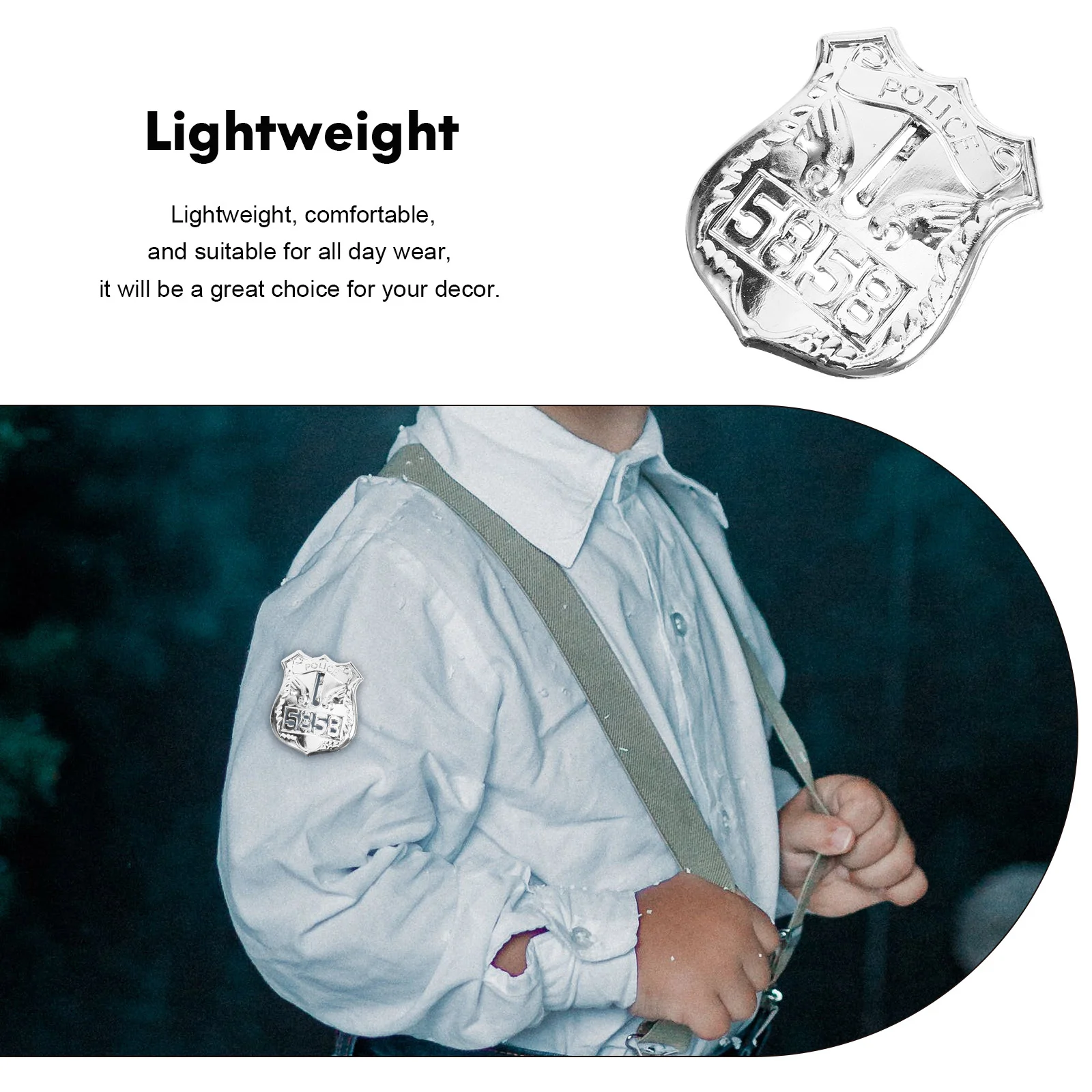 10Pcs Police Badge Toy Lightweight Comfortable Wear Cosplay Pin Unique Stylish Fun Plastic Brooch nament Child