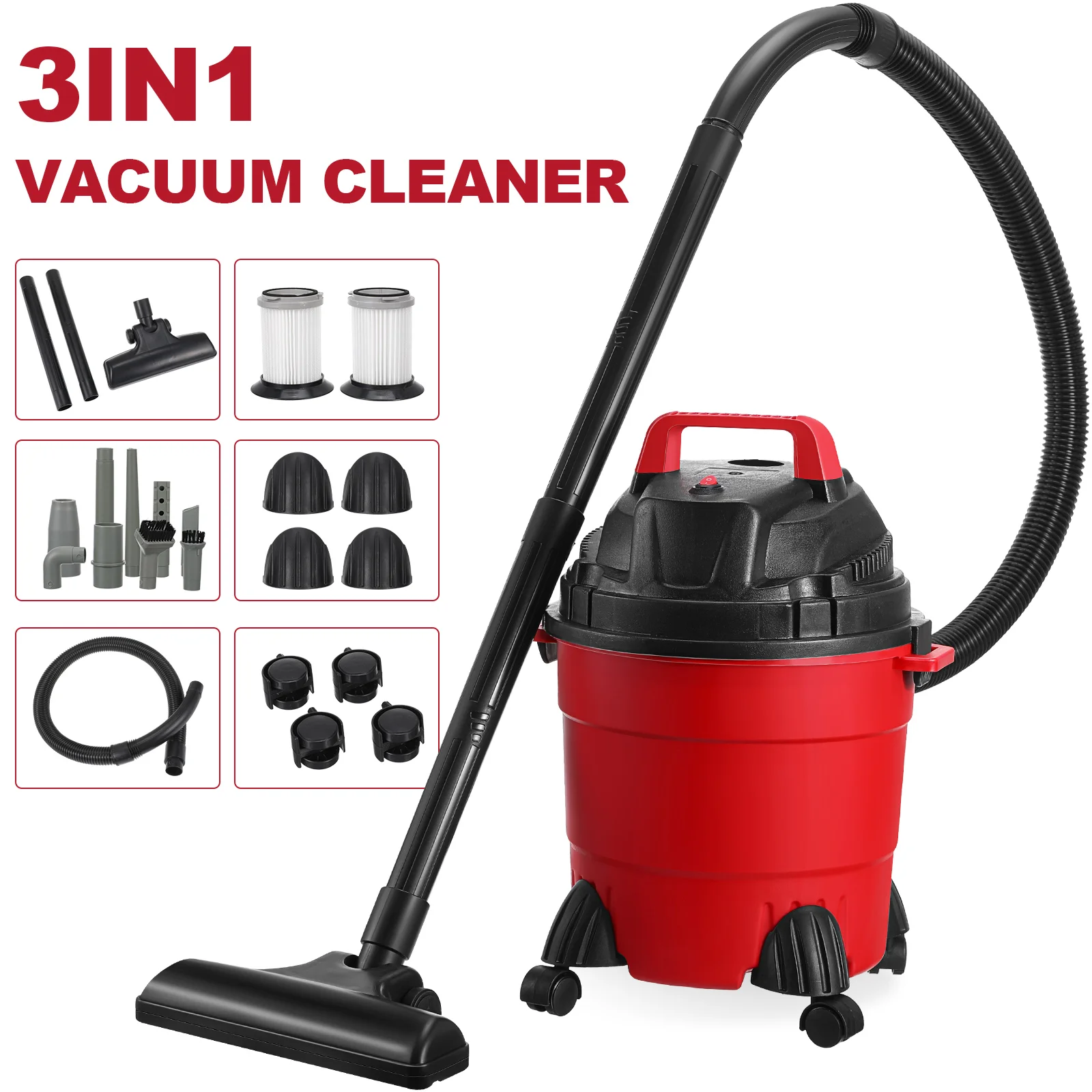 

Wet Dry Vacuum Cleaner Machine Household Cleaners Small for Home Big Suction Abs Carpet