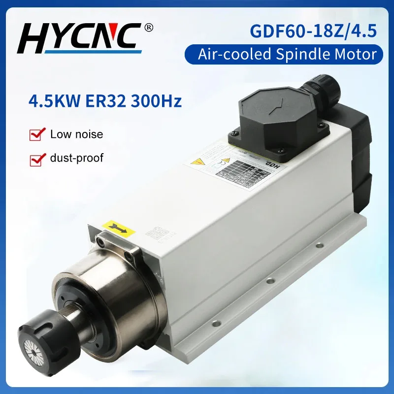 

CNC 4.5kw Milling Spindle Motor ER32 Fan Cooling 4 Bearings Spindle 300Hz Air Cooled 18000rpm Accuracy Wood Working Spindle