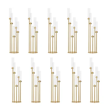 Gold 5-Arm Floor Candelabra Set 1
