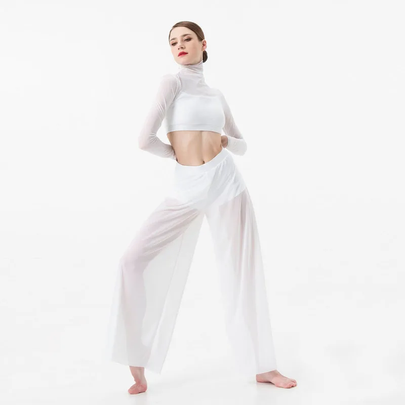 Traje de baile elegante para mujer, ropa de actuación de Ballet, clásico, moderno, contemporáneo, lírico, práctica, malla, Tops, Pantalones