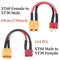 1/5pcs XT60 ถึง Deans T Plug ชาย/หญิงอะแดปเตอร์ตัวเชื่อมต่อ 14AWG 100 มม.สําหรับ RC LiPo แบตเตอรี่ Charger อะไหล่ DIY 1