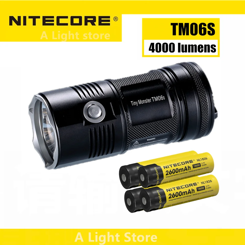 Original NITECORE TM06S Flashlight CREE XML2 U3 LED 4000 Lumens Far Beam Distance High Light searching