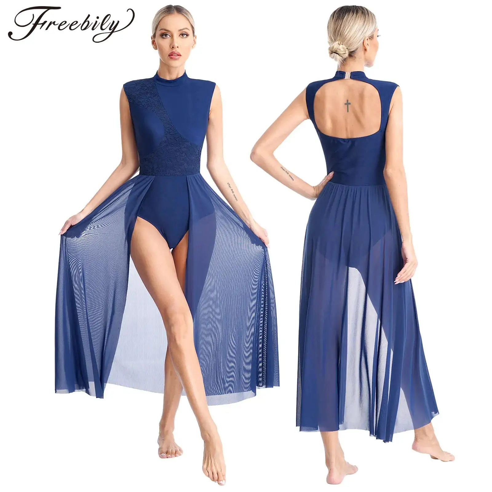 Tanzkleid Damen Modern Lyrical - Ballett Kleid Mit Spitze Für Bühne
