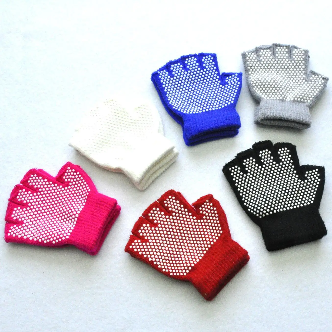 5-12Y Children Winter Half Finger Anti Slip Knitted Warm Gloves for Boys Girls Student Mittens Outdoor Cycling Skiing Gloves