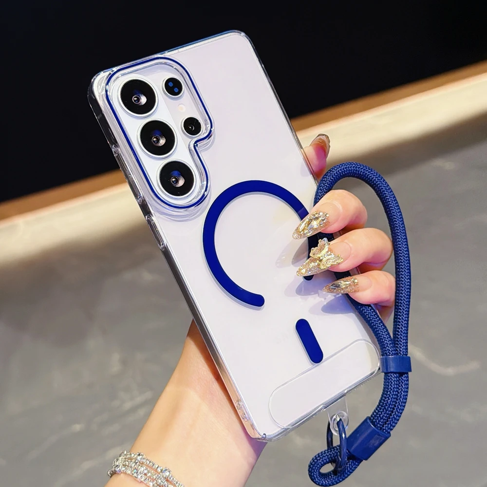 Magnetic Shockproof Transparent Wrist Lanyard Phone Case
