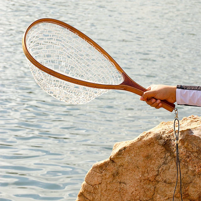 Fly Fishing Landing Net Portable Lightweight Rubber Net With Wooden Handle Fly  Fishing Gear Accessories - AliExpress