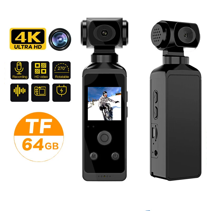 울트라 HD 4K 액션 카메라, 휴대용 포켓 캠, 야외 스포츠, DV 와이파이, 휴대용 브이로그 카메라, 방수 헬멧 비디오 녹음기