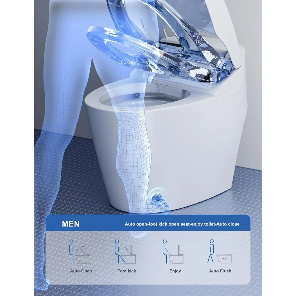 Smart Toilet,One Piece Toilets with Warm Water Sprayer and Dryer,Japanese Smart Toilet with Bidet Built in,Foot Sensor Operation 3