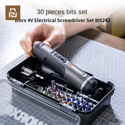 Worx 4V Electrical Screwdriver Sets WX242/wx240 Smart Cordless Electric Screwdrivers USB Rechargeable Handle 30 Bit Sets Tool