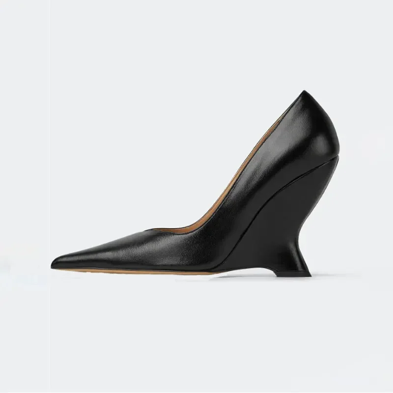 2024Women's Summer New High Heel Thick Sole Sandals Shaped Heel Shallow Mouth Pointed Fashion Sexy Women's 44 Plus Size Shoes 2
