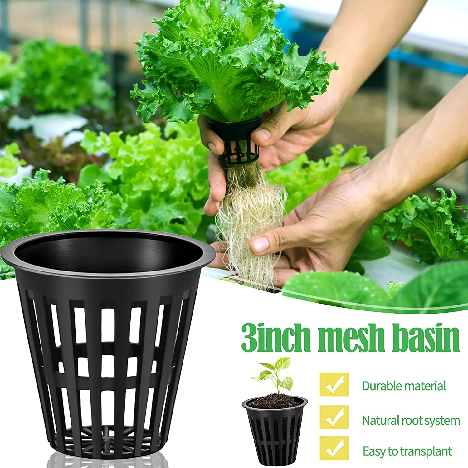 20PCS Hydroponic Colonization Mesh Plant Grow Net Nursery Pots Cup Plastic Basket Plant Soilless Greenhouse