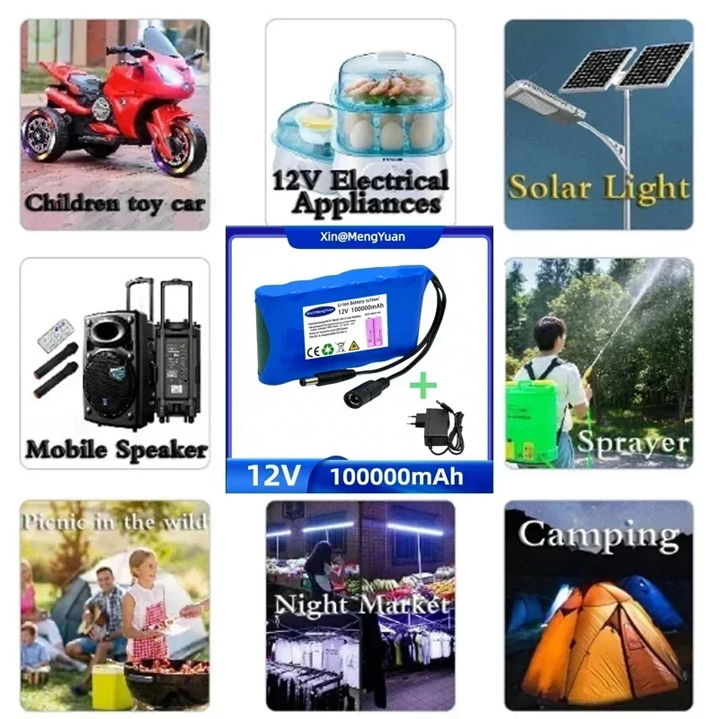 Rechargeable Battery Original Portable 12V 20000mah Lithium Ion Battery Pack Capacity DC 12.6v 30Ah CCTV Cam Monitor