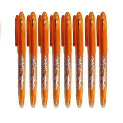 Vibrant Erasable Gel Pen Set - 8 Assorted Colors, Fine 0.5mm Tip for Creative Writing & Drawing (8 orange)