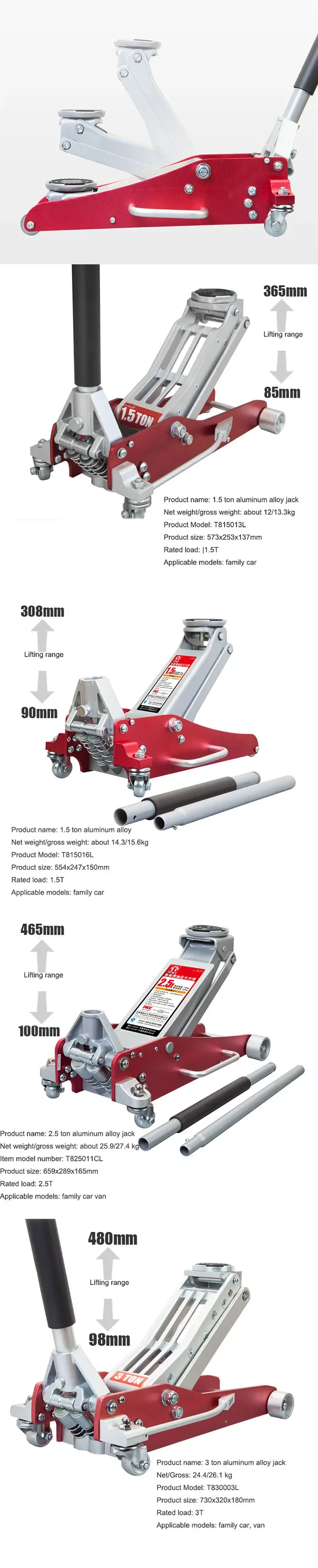 ydraulic Tool  Automotive Hydraulic Jack Aluminum Alloy Jack Tire Changing Auto
