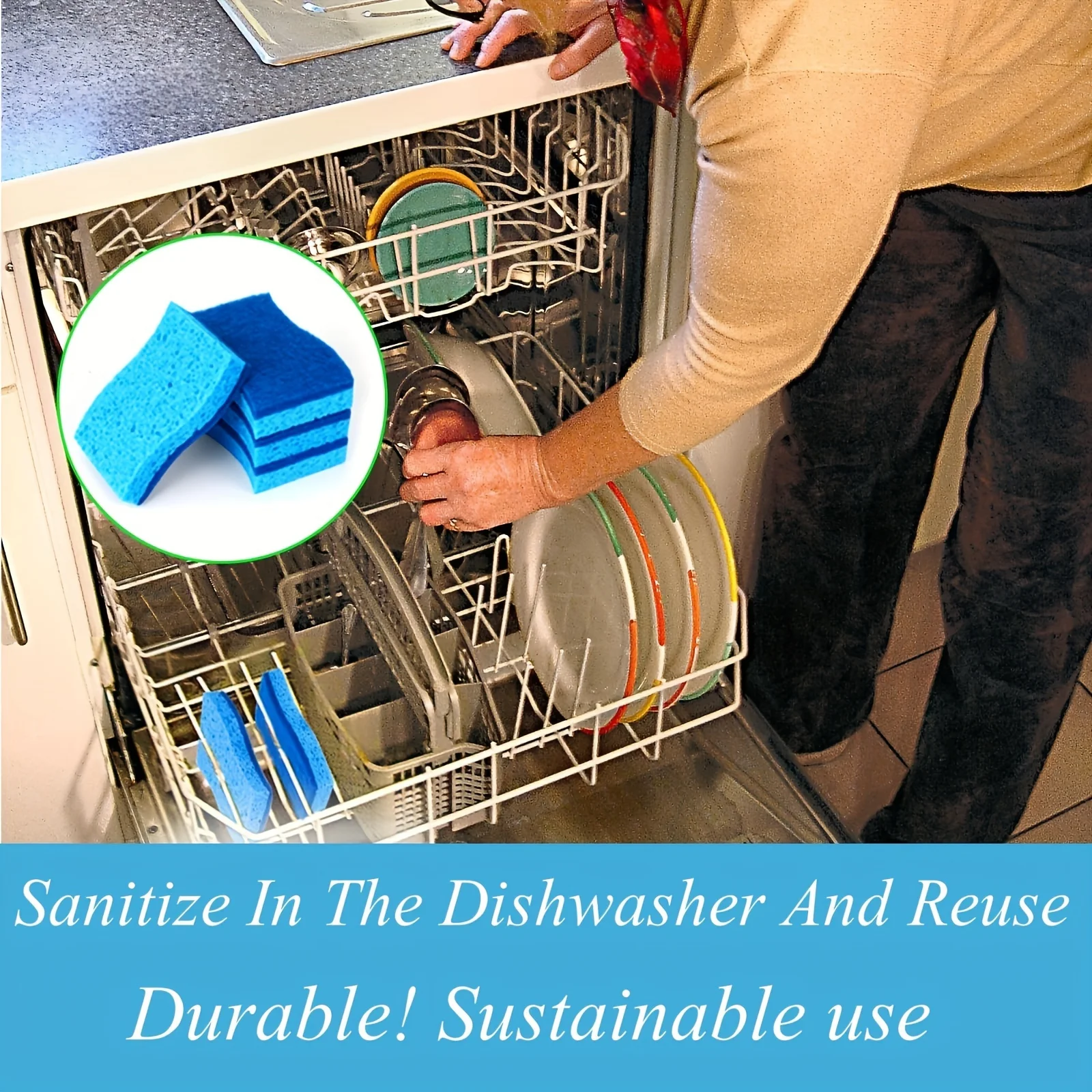 12-Pack Ultra-Absorbent Multi-Purpose Double-Sided Cleaning Sponges for Household and Kitchen Use