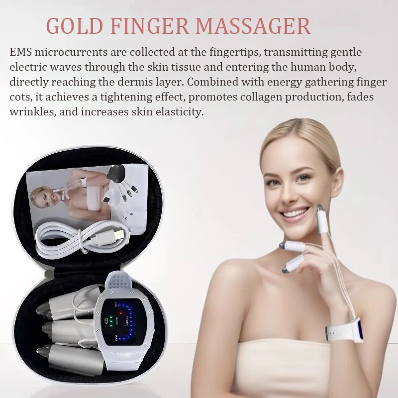 NEW Microcurrent Golden Finger NEW Face Lifting Neck Firming Devices Body Massager EMS Beauty Machine Skin Rejuvenation Finger