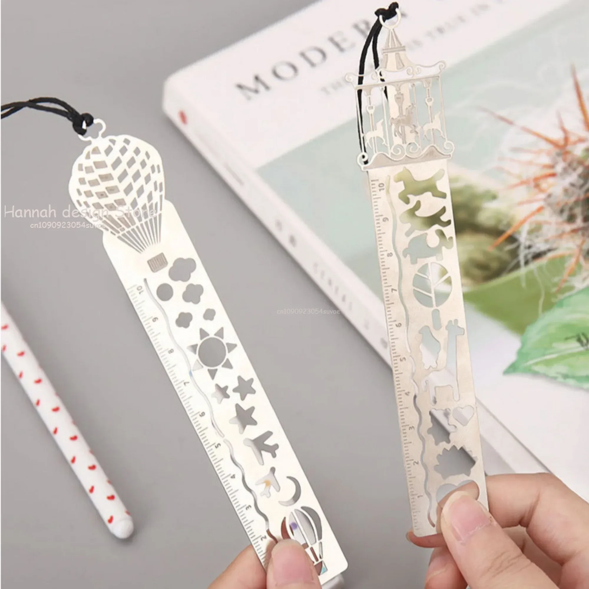 Cartoon Pattern Metal Record Daily Templates for Quilting Ruler Multi-Function Bookmark Ruler Hollow Hand Account