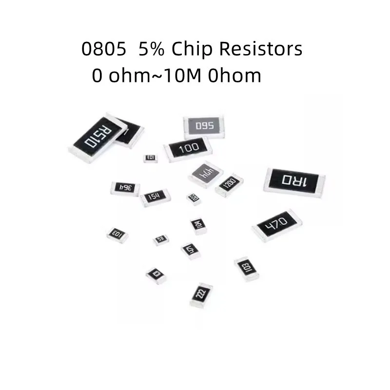 100Pcs 0805 SMD 1/4W 0R ~ 10M chip resistor 5% 0 10R 100R 220R 330R 470R 1K 4.7K 10K 47K 100K 0 10 100 330 470 ohm