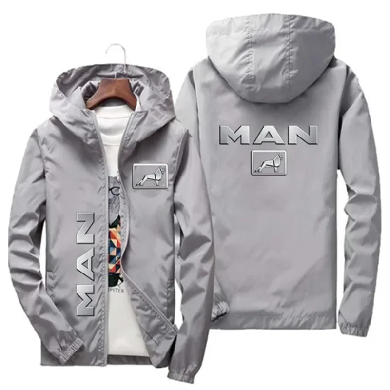 Logo Printed Zipper Jacket for Men's Car, Hood, Sweatshirt, Casual Jacket, Hiking, Autumn, Winter, 2024