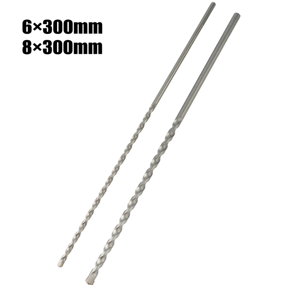 2pcs 300mm Long Masonry Concrete Impact Drill Bit Triangle 6/8mm Shank Drill Bit For Electric Hammer Alloy Drilling Bits Tools