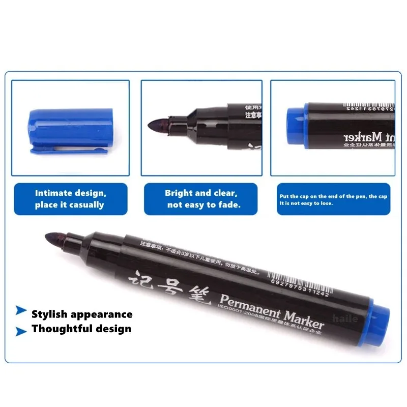 Set of Permanent Marker Pens - Fine Tip, Waterproof, Quick Drying in Assorted Colors