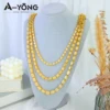 Luxury Arabic Wedding Long Necklace 50/100cm 24k Gold Plated Islamic Turkish Women Bridal Engagement Party Chic Jewelry