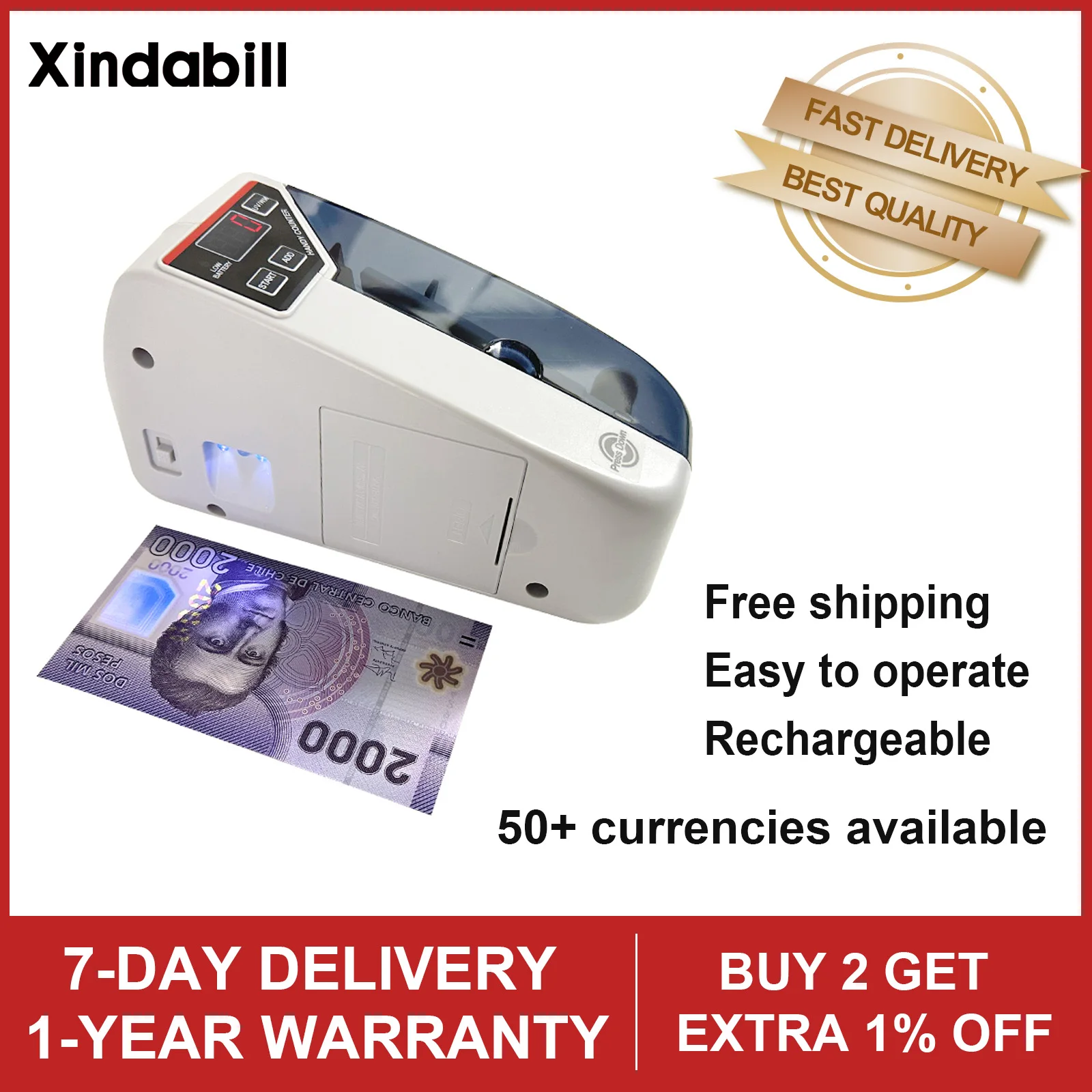 New V30 Portable Mini Money Counting Machine LED Display Paper Currency