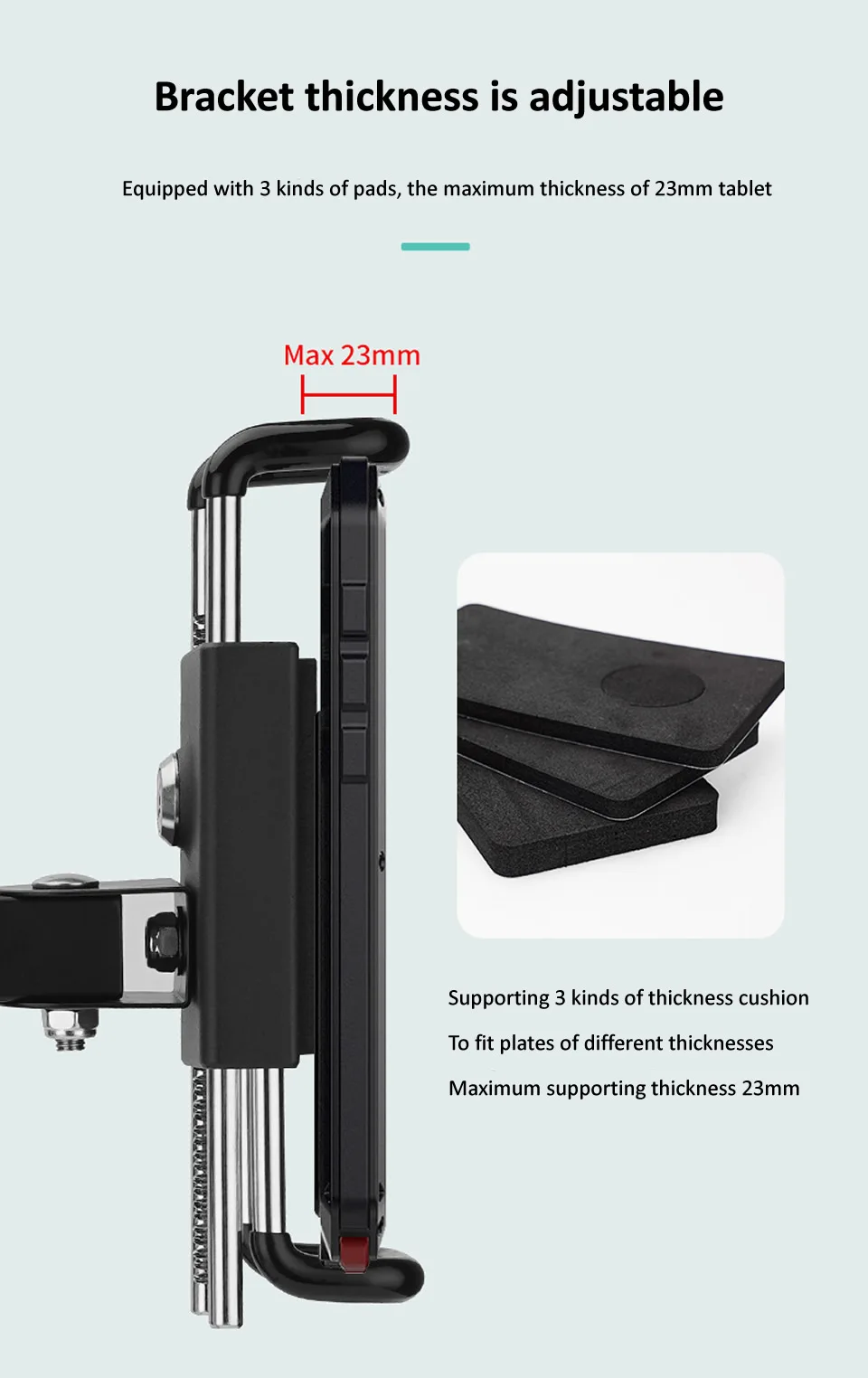 Wall Holder, Anti Theft Bloqueio de Segurança, Metal Ajustável, 7-13