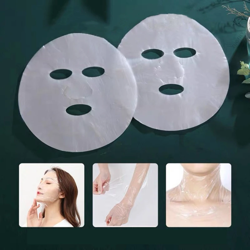 Disposable Face Plastic Film Full Face Cleaner Mask Neck Stickers Paper Transparent PE Masks Wrap Facial Beauty Healthy Tool 2