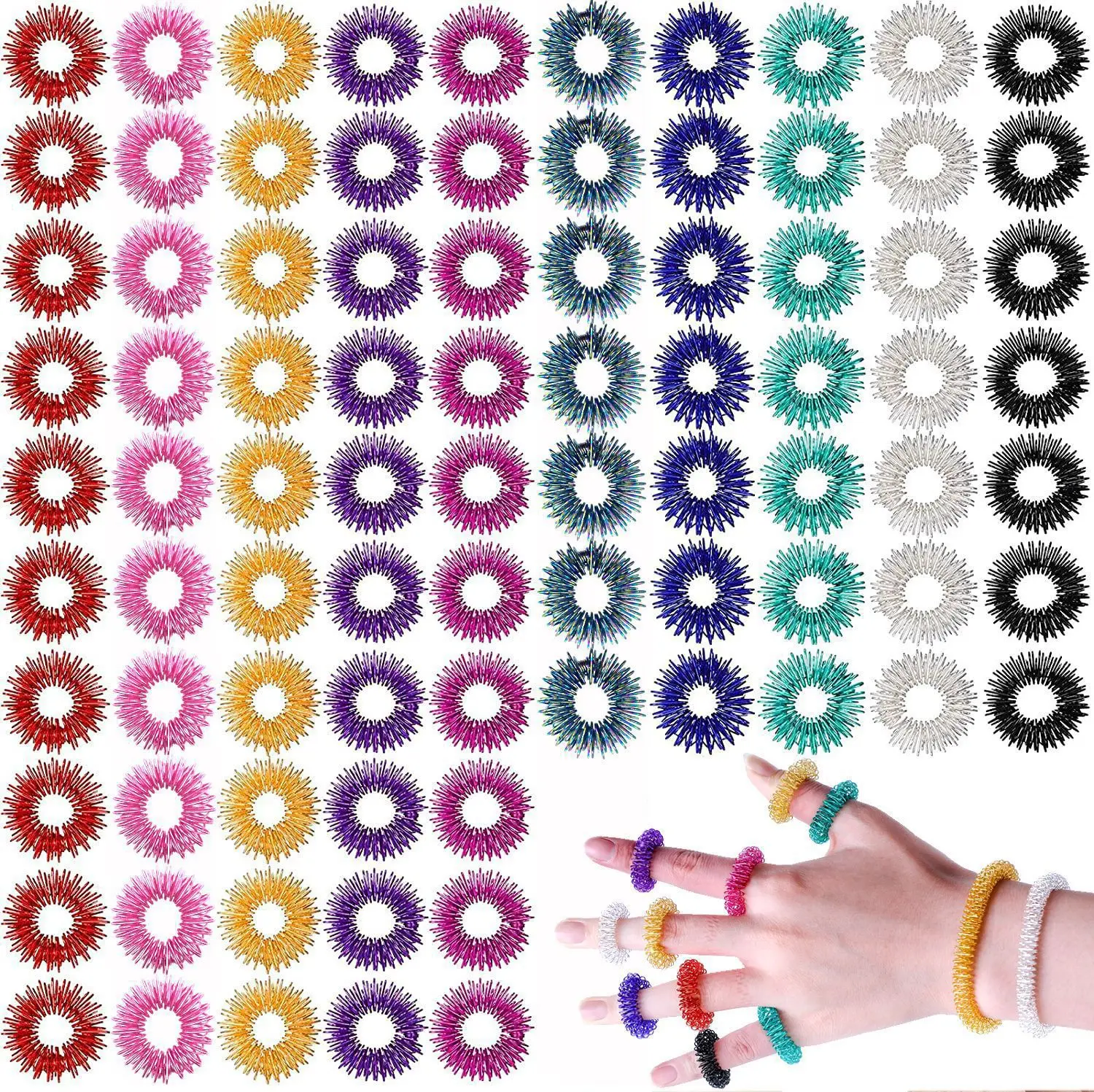 10/30/50PCS Sensory Rings Fidget Toys Anxiety Stress Relief Rings Decompression Finger Massager for Teens Adults fidget toys,anti stress toys,mini fingertip toy