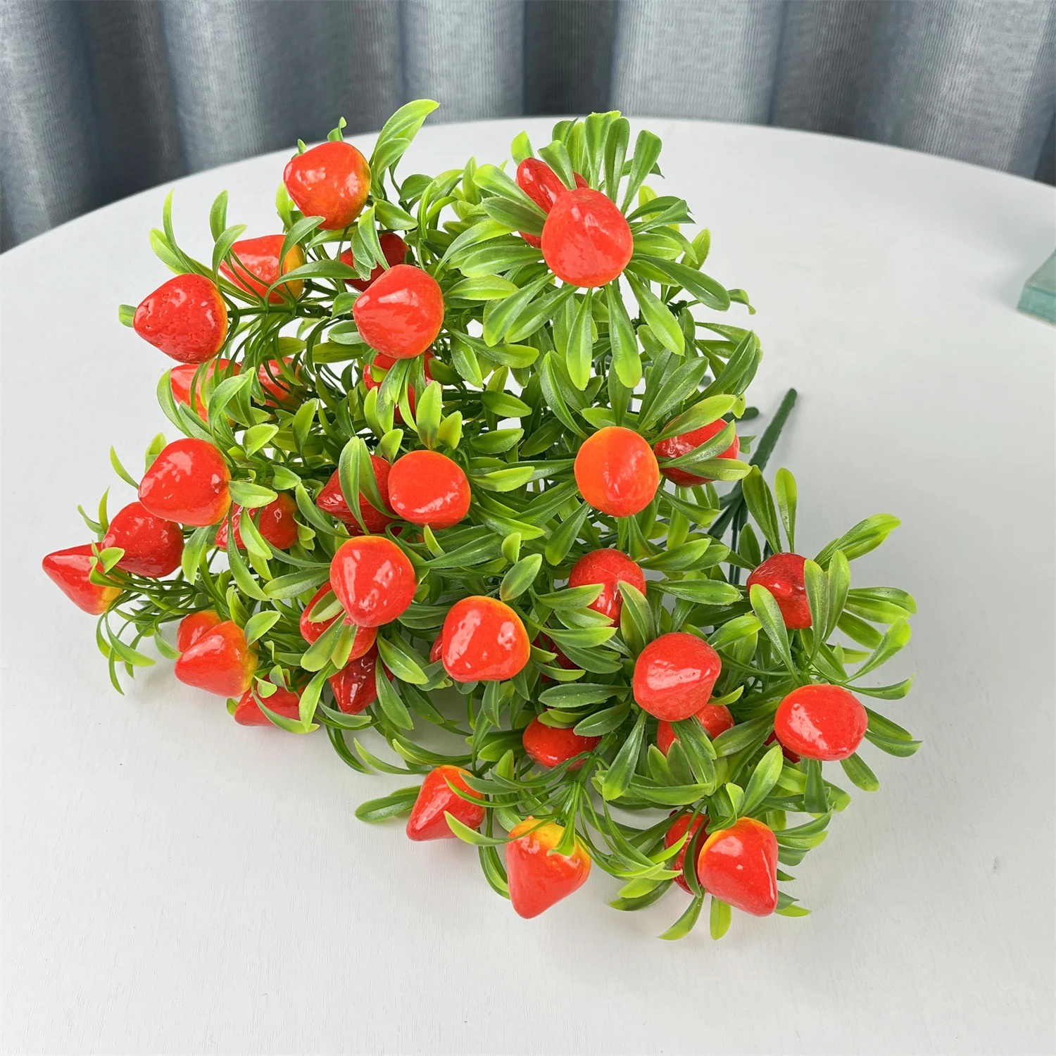 Artificial Strawberry Fruit Plant Set - Decorative Home & Outdoor Décor, Floral Arrangements, Wedding & Holiday Party Accents (4pcs)