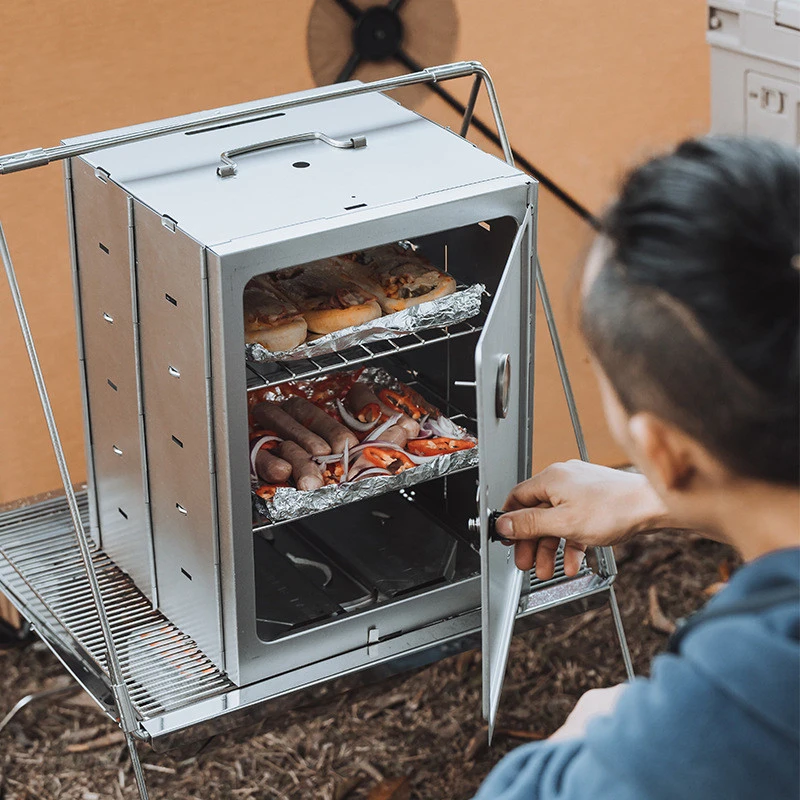 Camping Oven Stove Outdoor Folding Baking Smoked Oven Insulation