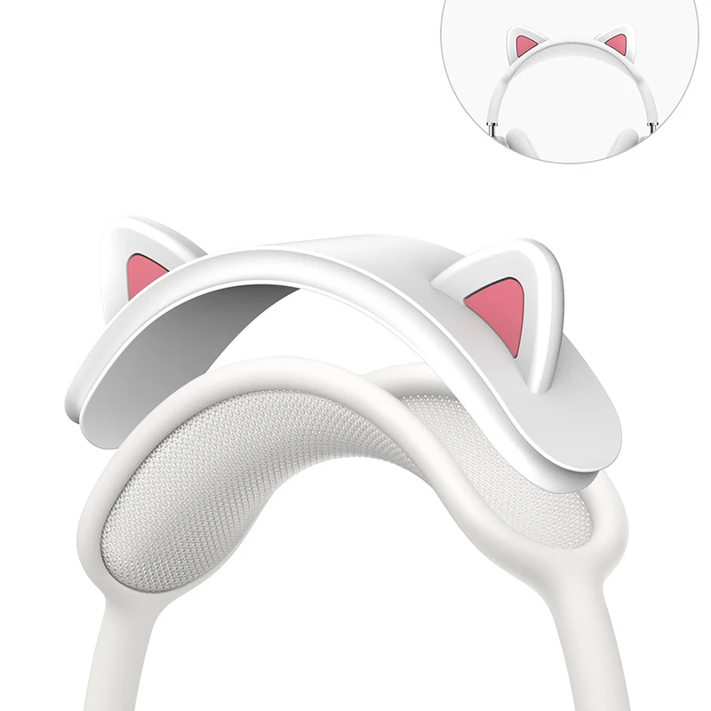 

Cartoon Cute Cat Ears Headband Cover For Apple AirPods Max Soft Silicone Headphone Protectors Cushion Top Pad Protector Sleeve