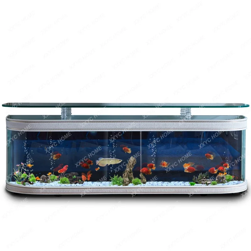 

European TV Cabinet Ecological Fish Tank Aquarium Floor Glass Bar Living Room Coffee Table Fish Tank 3 M 2 M