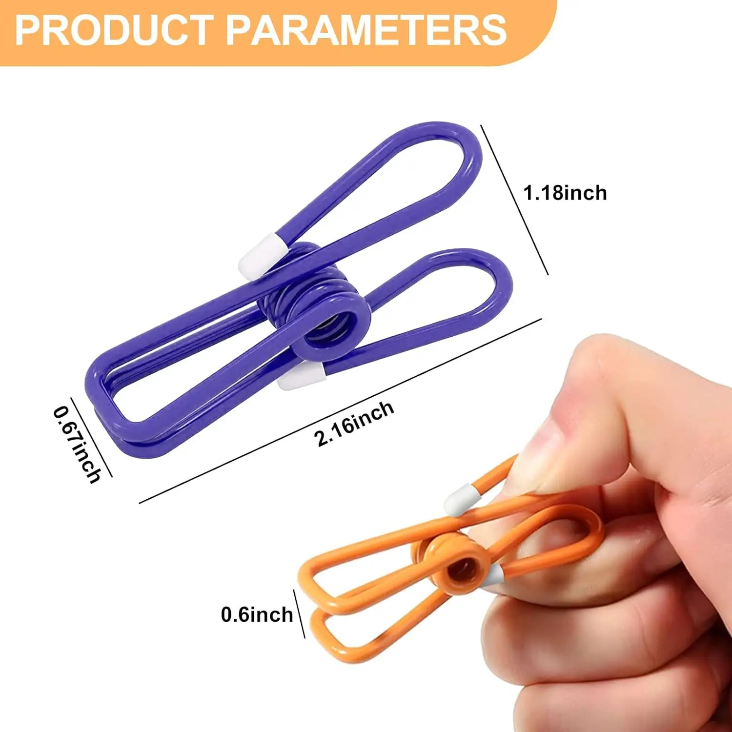 Steel Wire Clip Bag Clip Utility Food Packages Sealing Colorful PVC-Coated laundry Clothesline Clamping clothes 10 Pcs