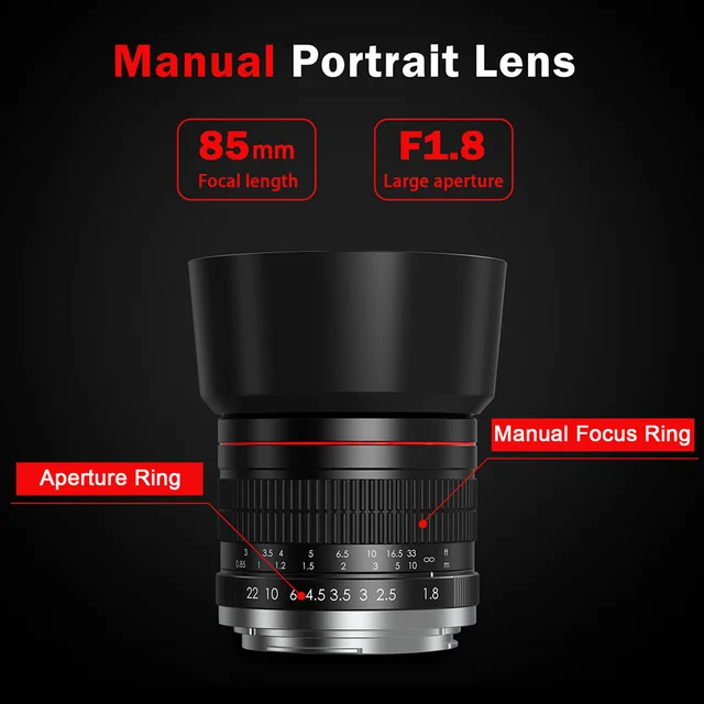 Lightdow Manual Focus Full Frame 85mm F1.8 Portrait Lens for Canon